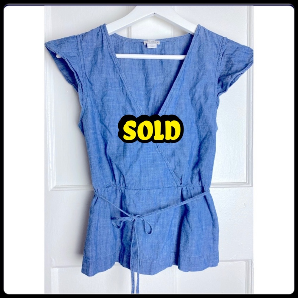 J. By J. Crew Short Sleeve Top Blue V Neck